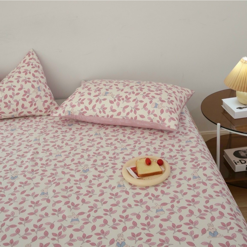 Bộ drap giường kèm 2 vỏ gối cotton 100% Mịn Decor họa tiết hoa