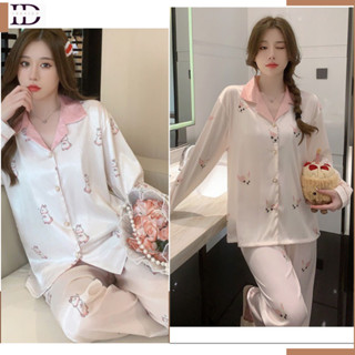 Bộ ngủ dễ thương, bộ ngủ lụa vân xước cao cấp, pizama nữ dài tay, quần dài hàng Quảng Châu BN27