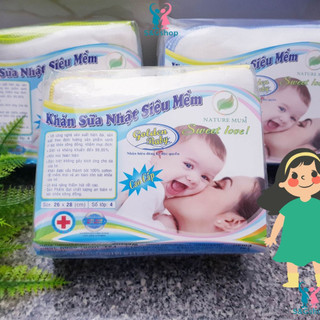 Khăn sữa, khăn lau mặt NHẬT GOLDEN BABY 100%cotton 4 lớp siêu mềm 26x28cm
