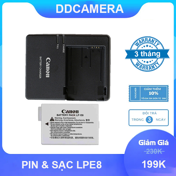 Pin sạc Canon LPE8 LC E8 cho máy ảnh Canon 550D 600D 650D 700D