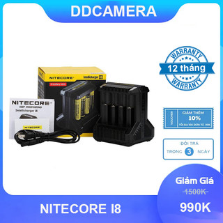 Sạc pin đa năng nitcore i8 sạc pin 18650, sạc 8 pin song song8650, 26500, 26650, 18500, aa, aaa, c ,...)