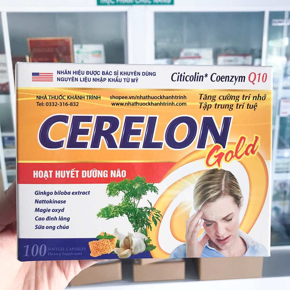 Viên uống bổ não CERELON CITICOLIN GOLD - tăng cường tuần hoàn máu não