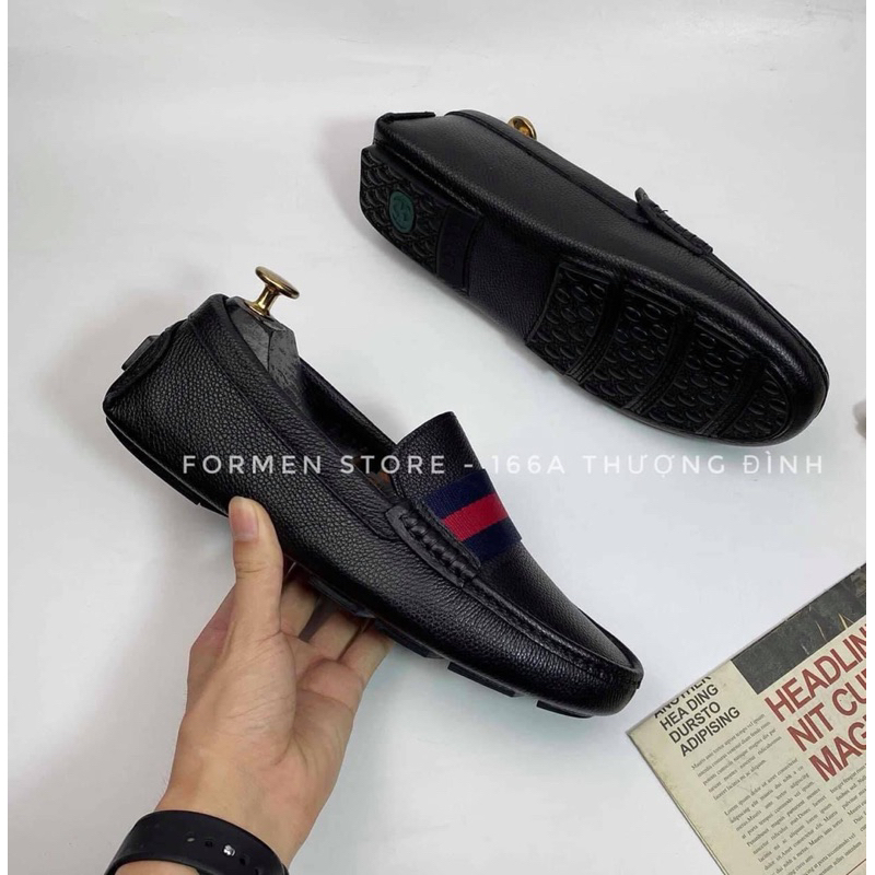 ✅FREESHIP Giày Moca nam Guchi hoạ tiết mới form ôm chân da bò thật bảo hành 12 tháng