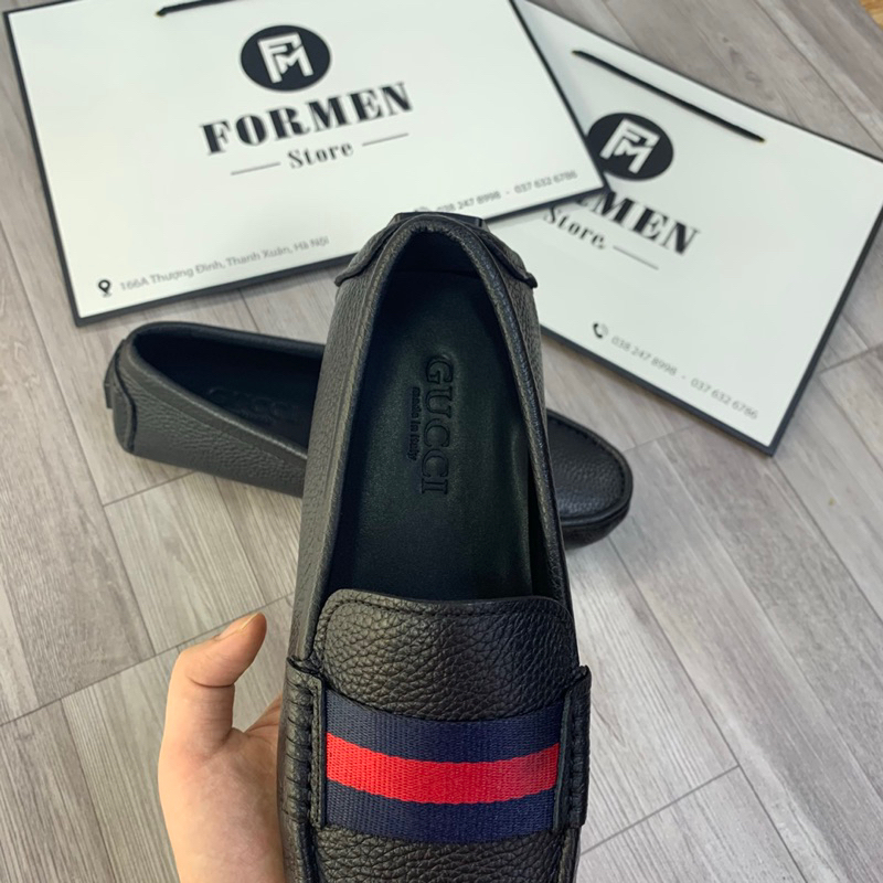 ✅FREESHIP Giày Moca nam Guchi hoạ tiết mới form ôm chân da bò thật bảo hành 12 tháng