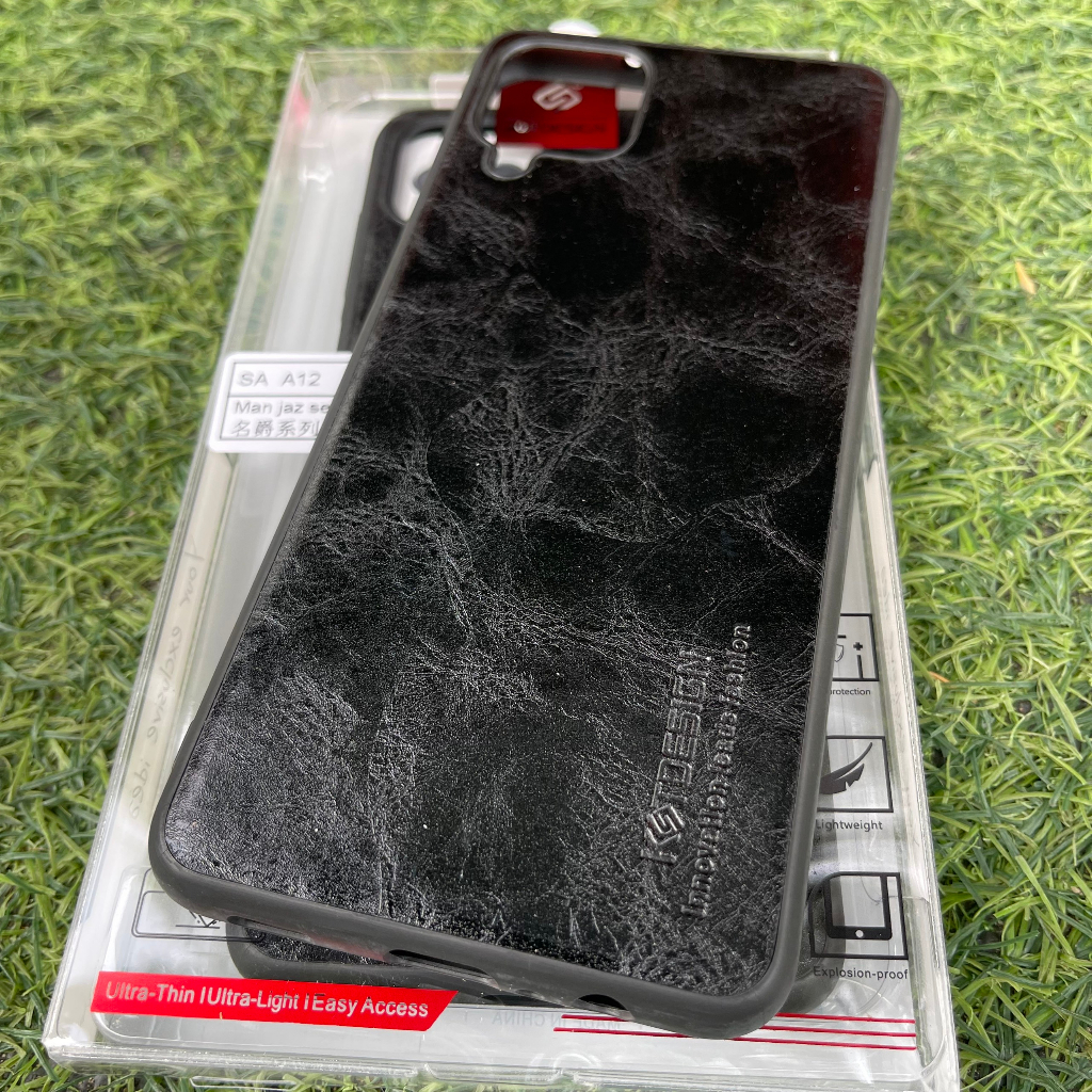 Ốp Lưng Samsung A12 / M12 Da Đen Trơn Bóng Cao Cấp KST Design