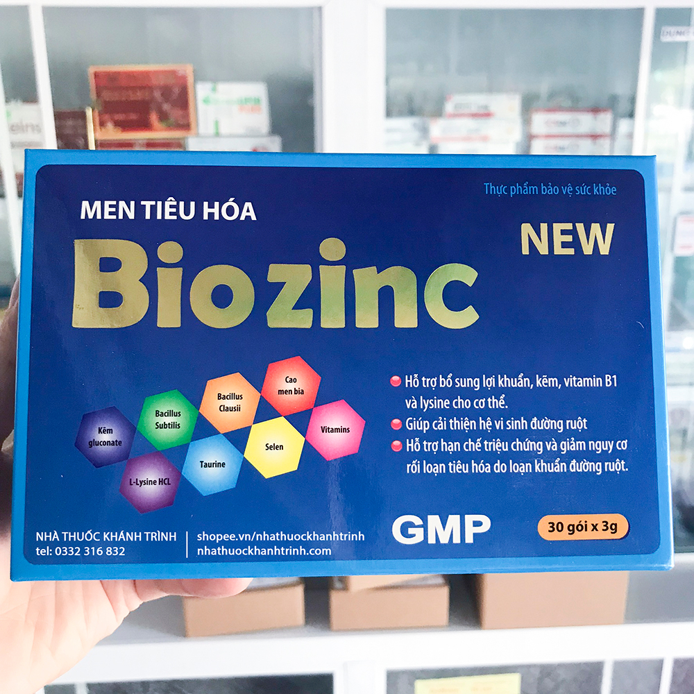 Men tiêu hóa cho trẻ BIOZINC NEW - bổ sung lợi khuẩn, hỗ trợ hệ tiêu hóa, hộp 30 gói