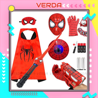[KÈM PIN VÍT+MẶT NẠ] Bộ áo choàng khiên spiderman đầy đủ kiếm đèn nhạc găng tay mặt nạ người nhện spider man VERDA