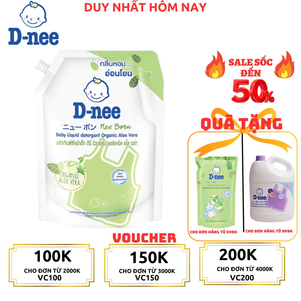 Nước giặt quần áo em bé Dnee túi 1400ml-Nước Giặt Xả Cho Trẻ Em an toàn, Chính hãng Công ty Đại Thịnh