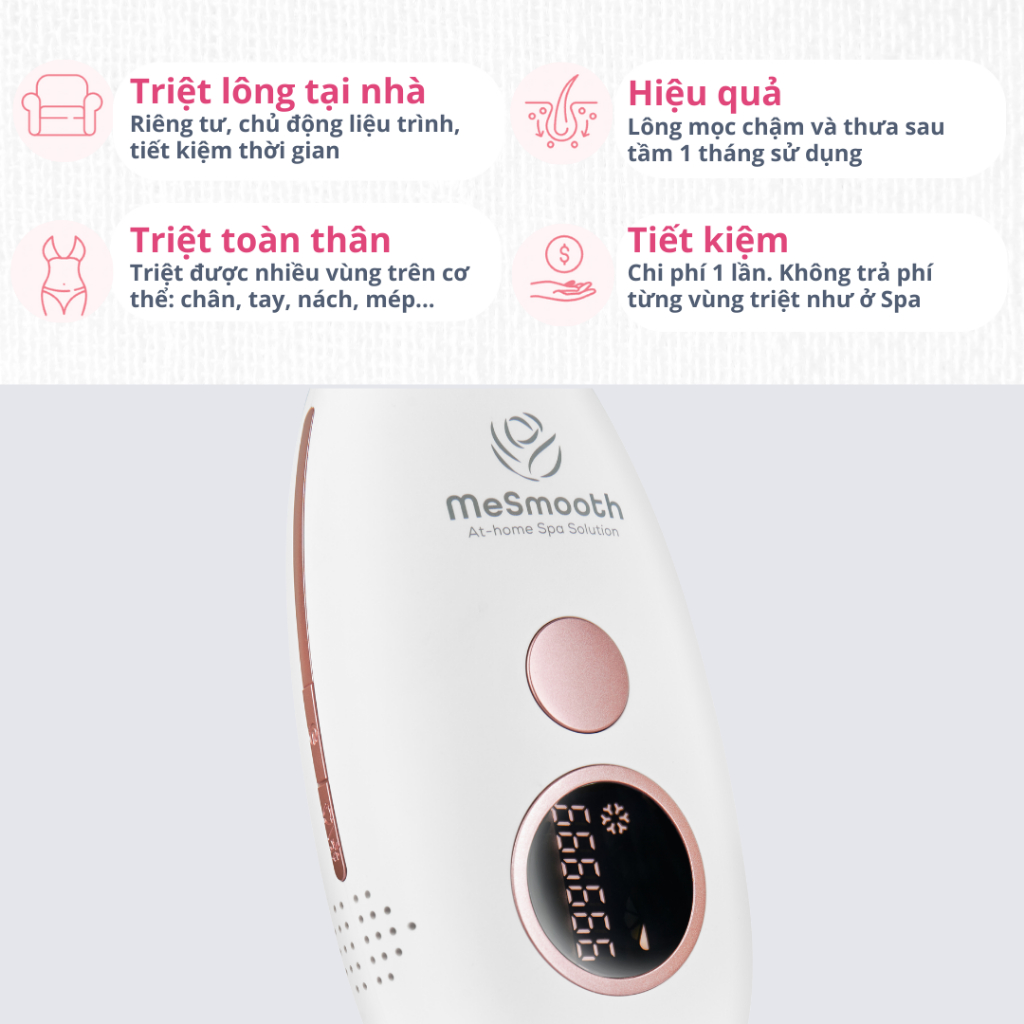 Máy Triệt Lông Vĩnh Viễn Băng Lạnh ICE Pro MeSmooth | Bảo hành 1 năm | Chính sách hoàn tiền 60 ngày | Triệt toàn thân