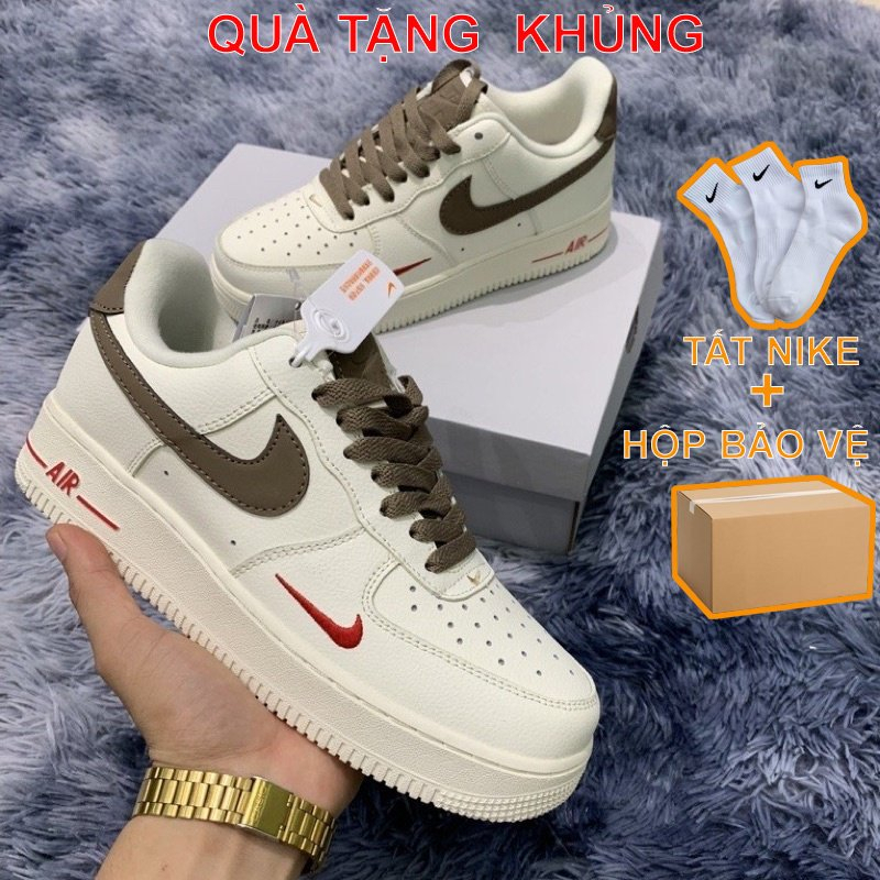 Giày thể thao Air force 1  bản Vệt Nâu, Giày Af1 Vệt Nâu Cổ Thấp Bản Classic Full box bill