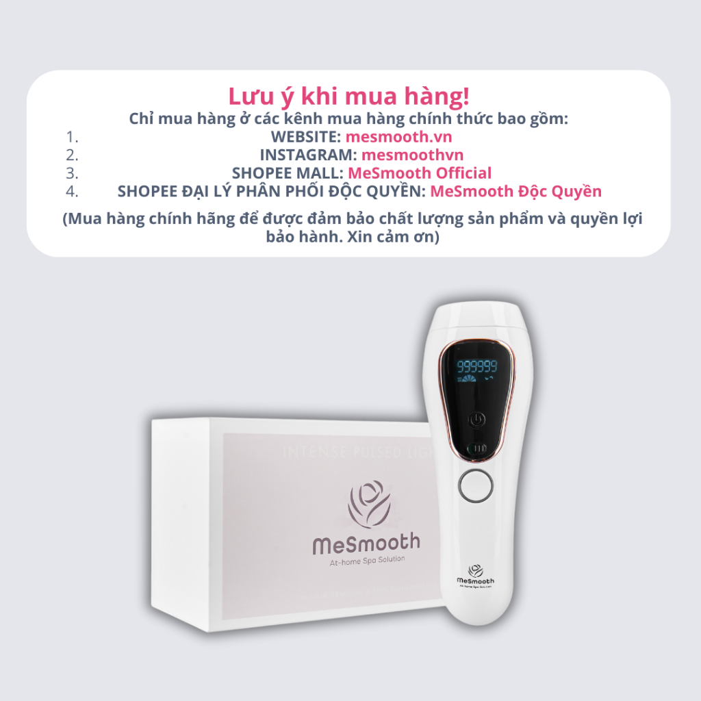 Máy Triệt Lông Vĩnh Viễn Trẻ Hoá Trị Thâm IPL Lux+ MeSmooth -  Màu Trắng | Bảo hành 1 năm
