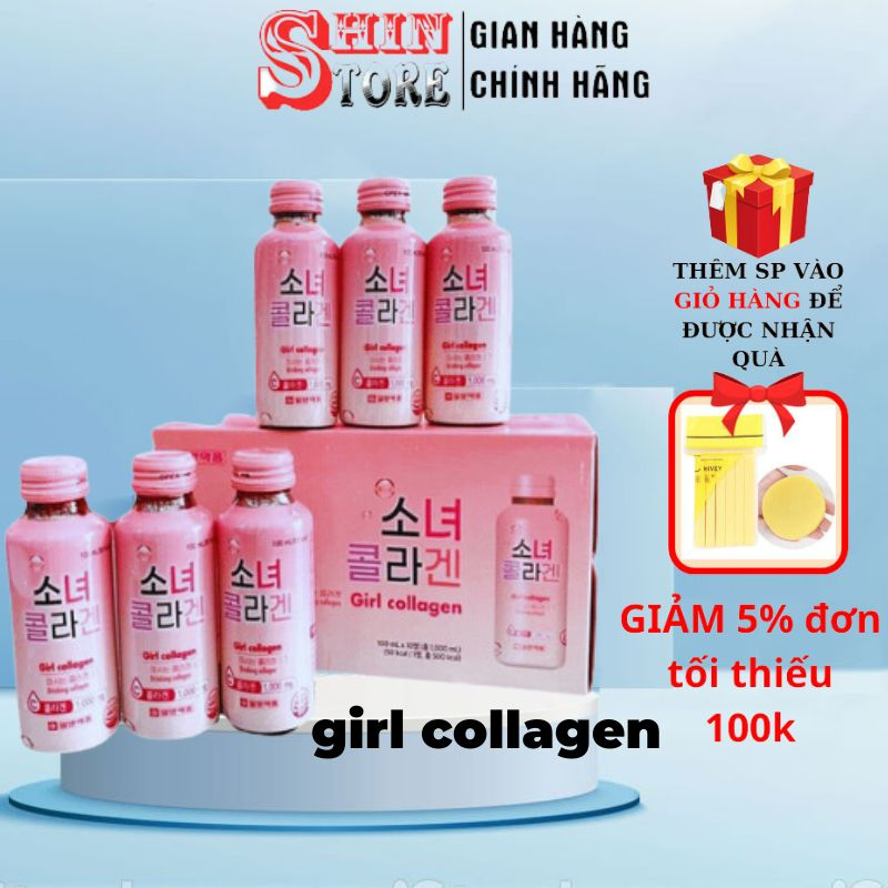 Nước Uống Bổ Sung Collagen Hàn Quốc Girl Collagen Hỗ Trợ Làm Đẹp Da, Ngăn Ngừa Lão Hóa Hộp 10 Chai x 100ml
