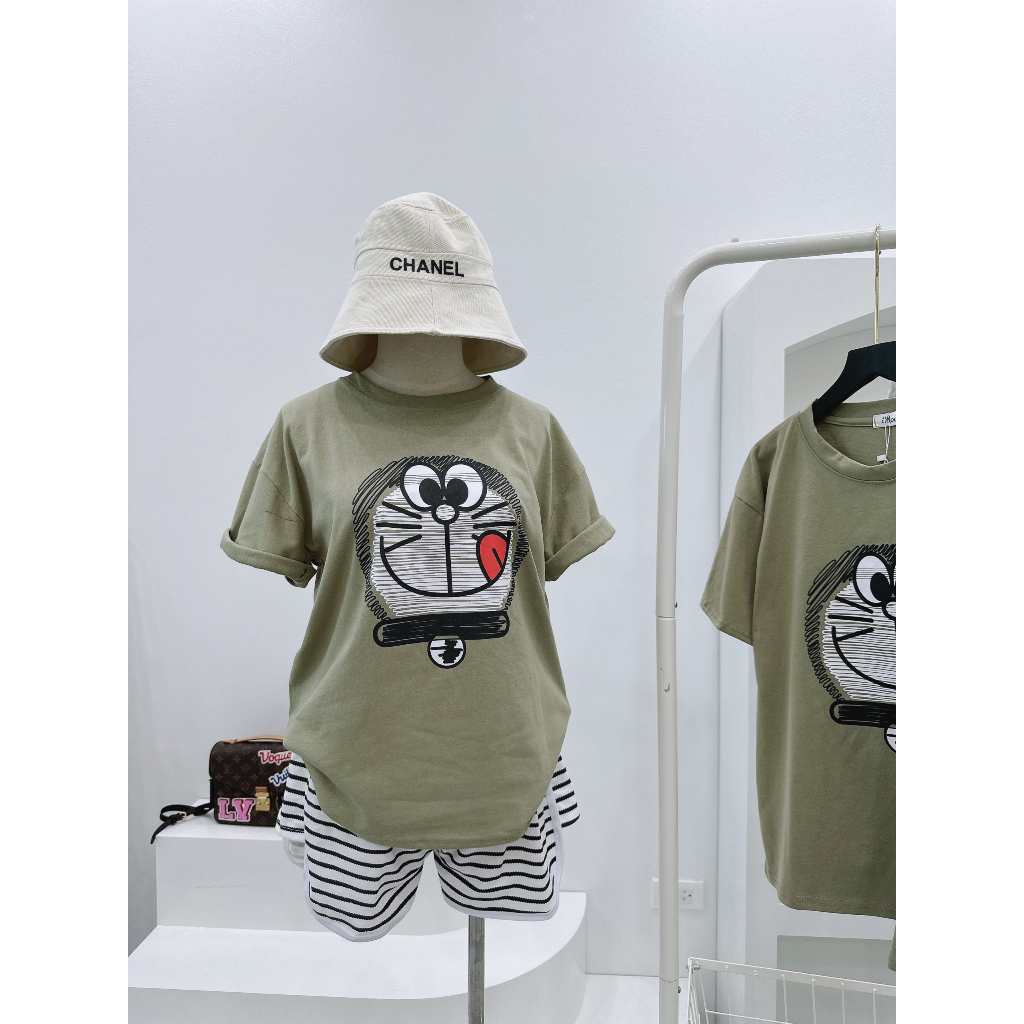 Set bộ đùi doremon quần đùi kẻ siêu cute đồ bộ nữ xuân hè LD364