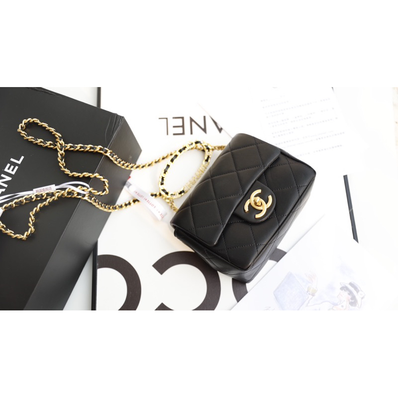 Túi Xaleo quai logo kim loại fullbox nam châm nguyên seal 2 lớp 1 mẫu : Đen khoá vàng size 18cm W165-18