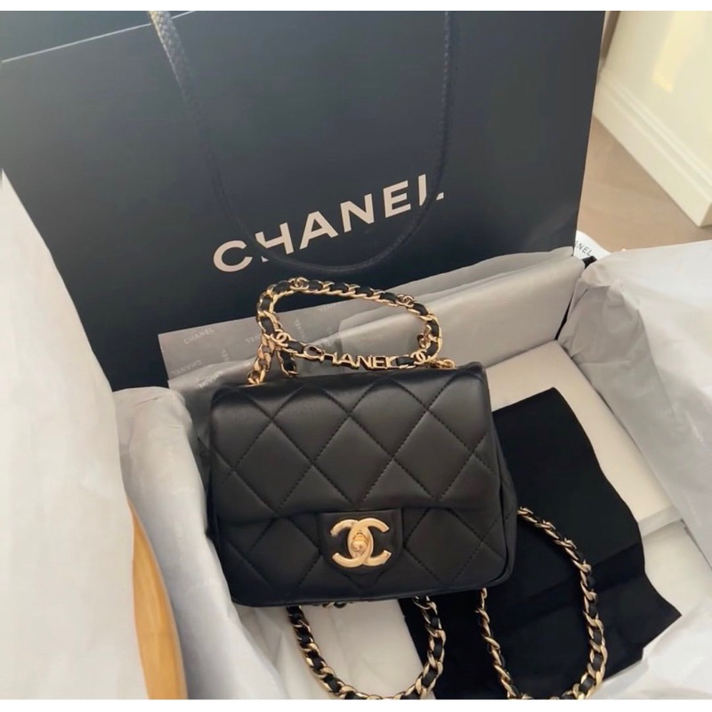 Túi Xaleo quai logo kim loại fullbox nam châm nguyên seal 2 lớp 1 mẫu : Đen khoá vàng size 18cm W165-18