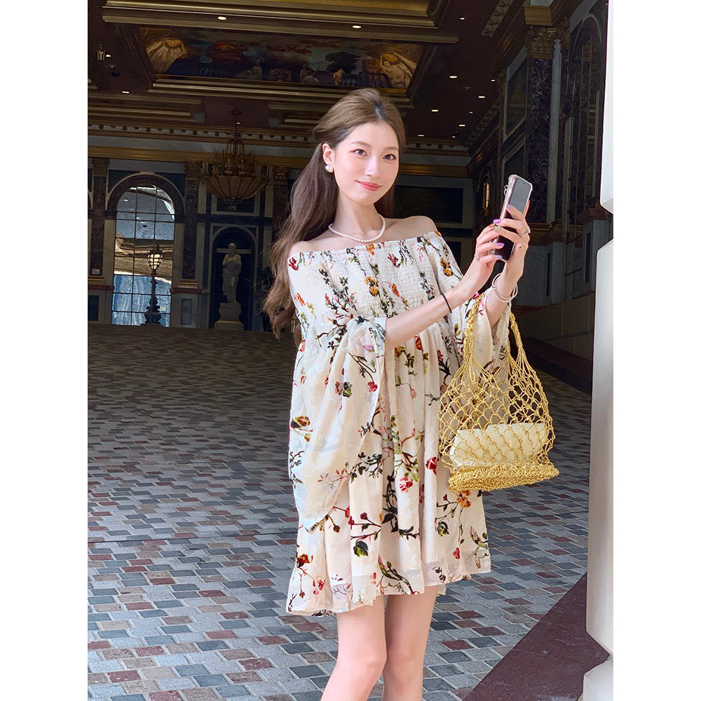 ĐẦM BẸT VAI BO CHUN NGỰC TAY PHỒNG ỐNG LOE (TH)