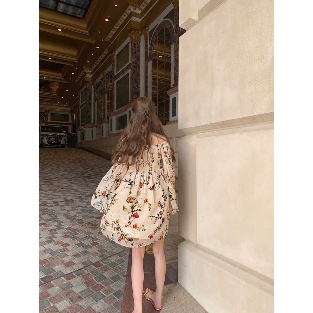 ĐẦM BẸT VAI BO CHUN NGỰC TAY PHỒNG ỐNG LOE (TH)