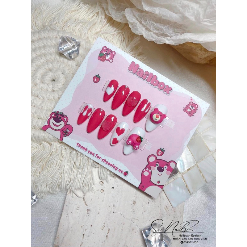 Nail box gấu dâu thiết kế giá rẻ siêu xinh