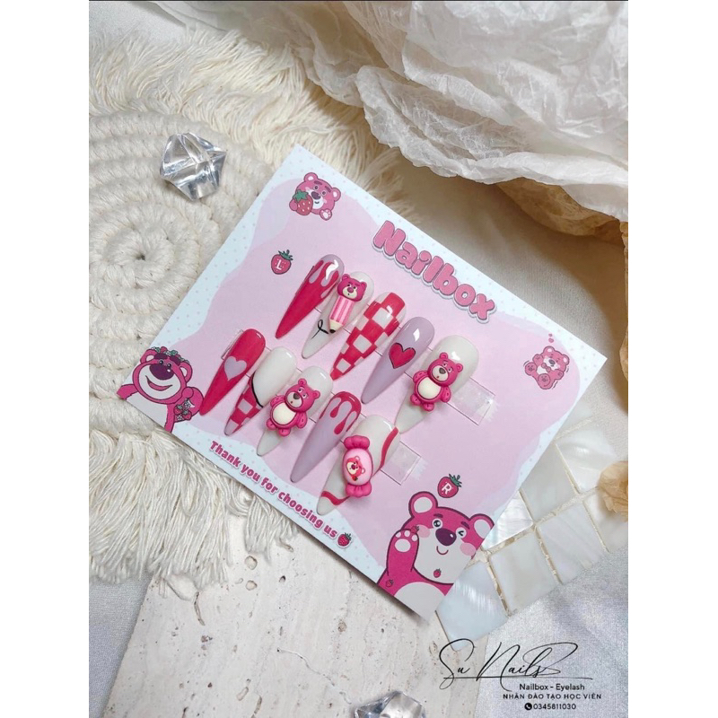 Nail box gấu dâu thiết kế giá rẻ siêu xinh