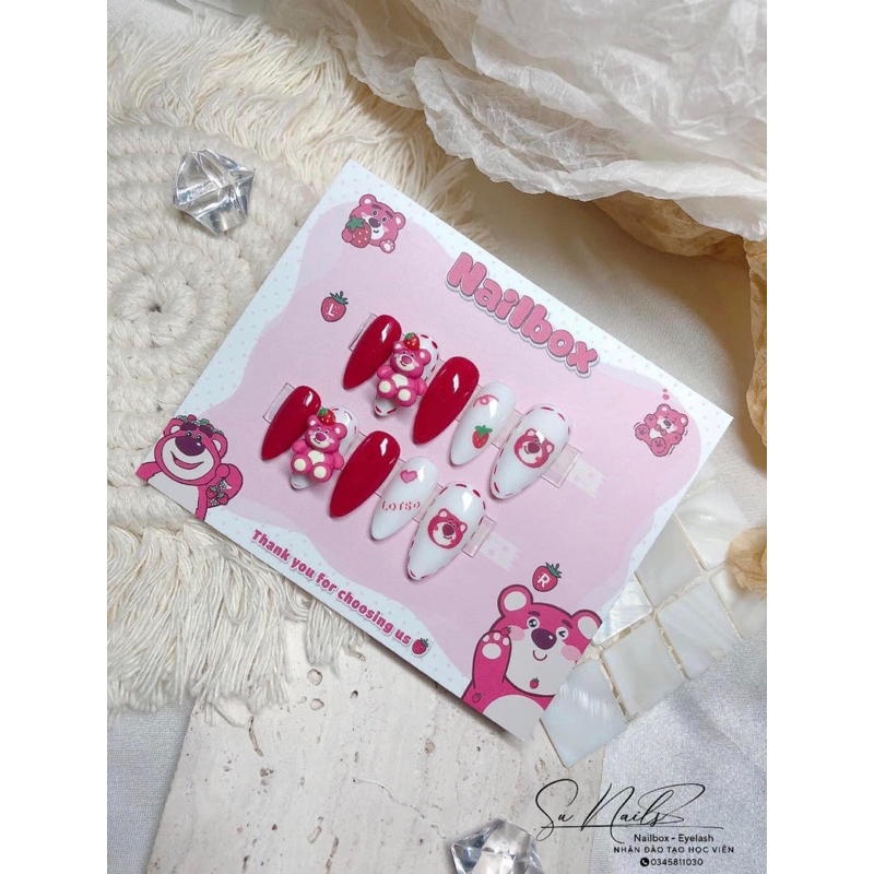 Nail box gấu dâu thiết kế giá rẻ siêu xinh