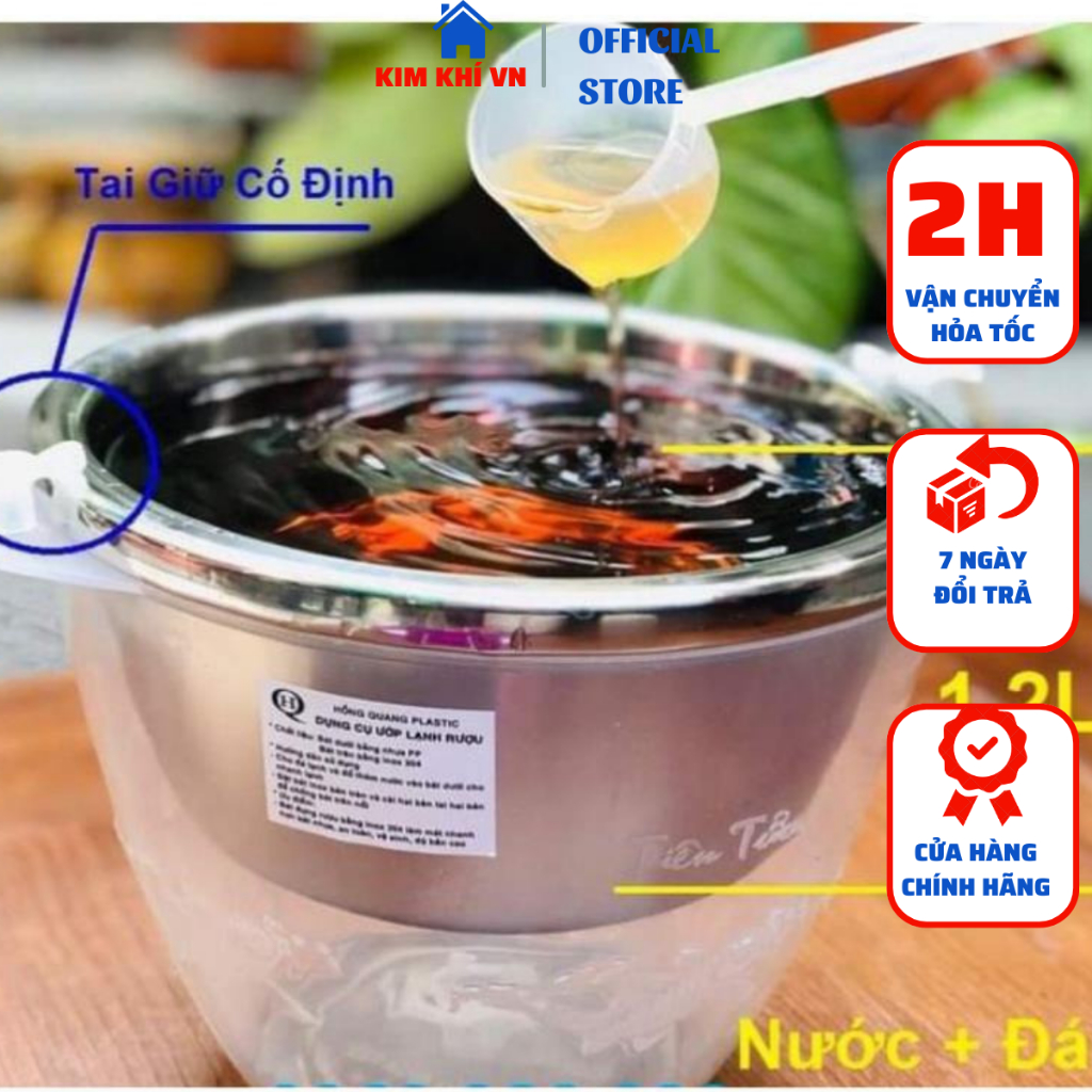 Bát ướp lạnh rượu inox 1,2 lít. Tặng gáo múc rượu đẳng cấp. Bát đựng rượu cao cấp