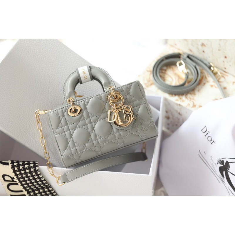 Túi quai xách Đì o Doi 2 box  - Túi vải rút - sổ tag vàng kèm khăn charm size 18cm W566-18