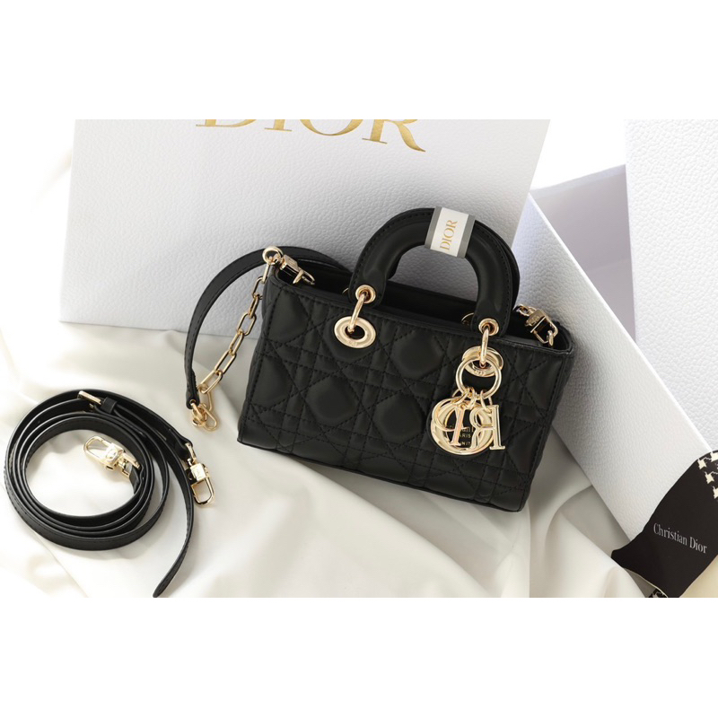 Túi quai xách Đì o Doi 2 box  - Túi vải rút - sổ tag vàng kèm khăn charm size 18cm W566-18