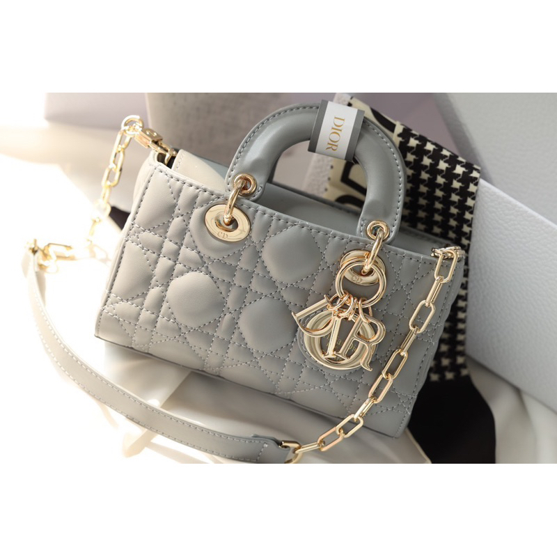 Túi quai xách Đì o Doi 2 box  - Túi vải rút - sổ tag vàng kèm khăn charm size 18cm W566-18