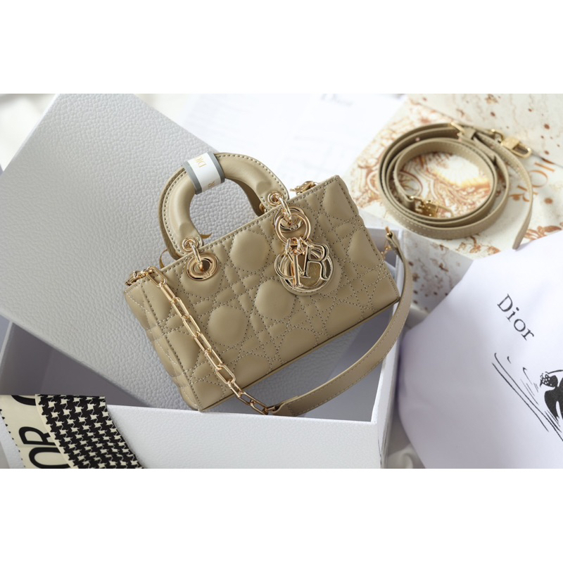 Túi quai xách Đì o Doi 2 box  - Túi vải rút - sổ tag vàng kèm khăn charm size 18cm W566-18