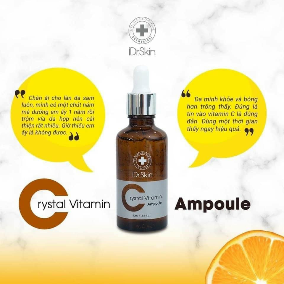 Tinh chất trắng da IDr.Skin Crystal Vitamin C Ampoule Serum dưỡng ẩm mờ thâm nám 50ml
