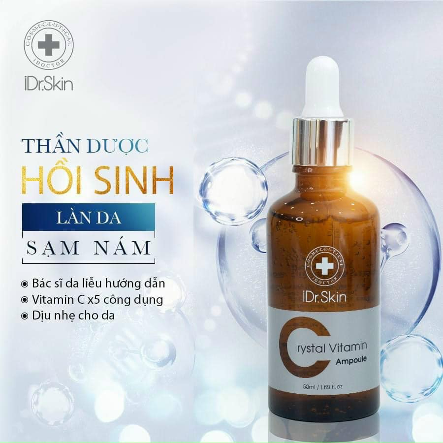Tinh chất trắng da IDr.Skin Crystal Vitamin C Ampoule Serum dưỡng ẩm mờ thâm nám 50ml
