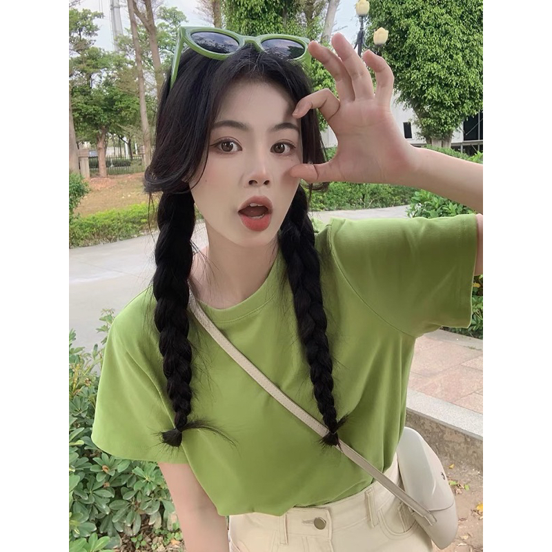 Áo phông trơn xanh bơ, áo thun trơn cotton chất dày dặn đẹp