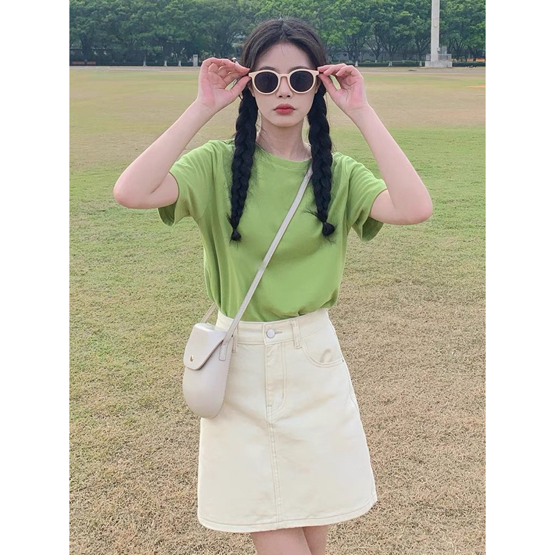 Áo phông trơn xanh bơ, áo thun trơn cotton chất dày dặn đẹp