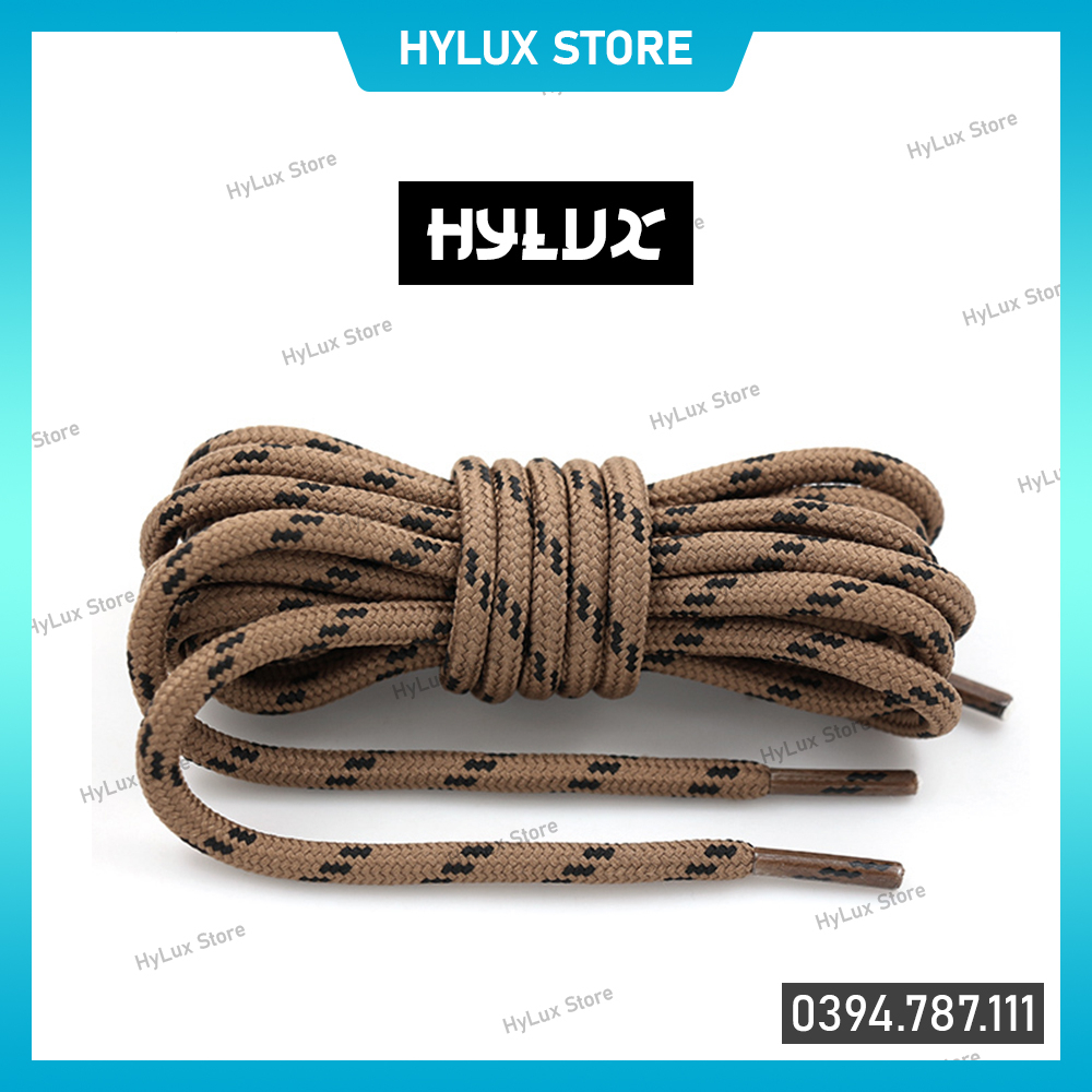 Dây giày tròn Nâu Sọc Đen cho giày leo núi, giày thể thao cao cấp chiều dài 120cm