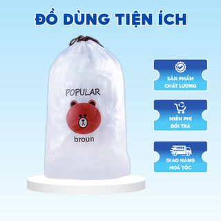 Màng bọc thực phẩm PE, set 100 màng bọc, túi gấu có chun bọc đồ ăn co giãn
