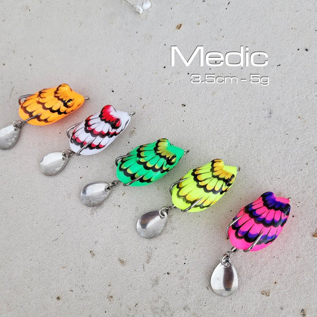 Mồi câu lure nhái hơi Medic có thìa tạo sóng câu cá nhạy bén 3,5cm 5g M32 docaualam