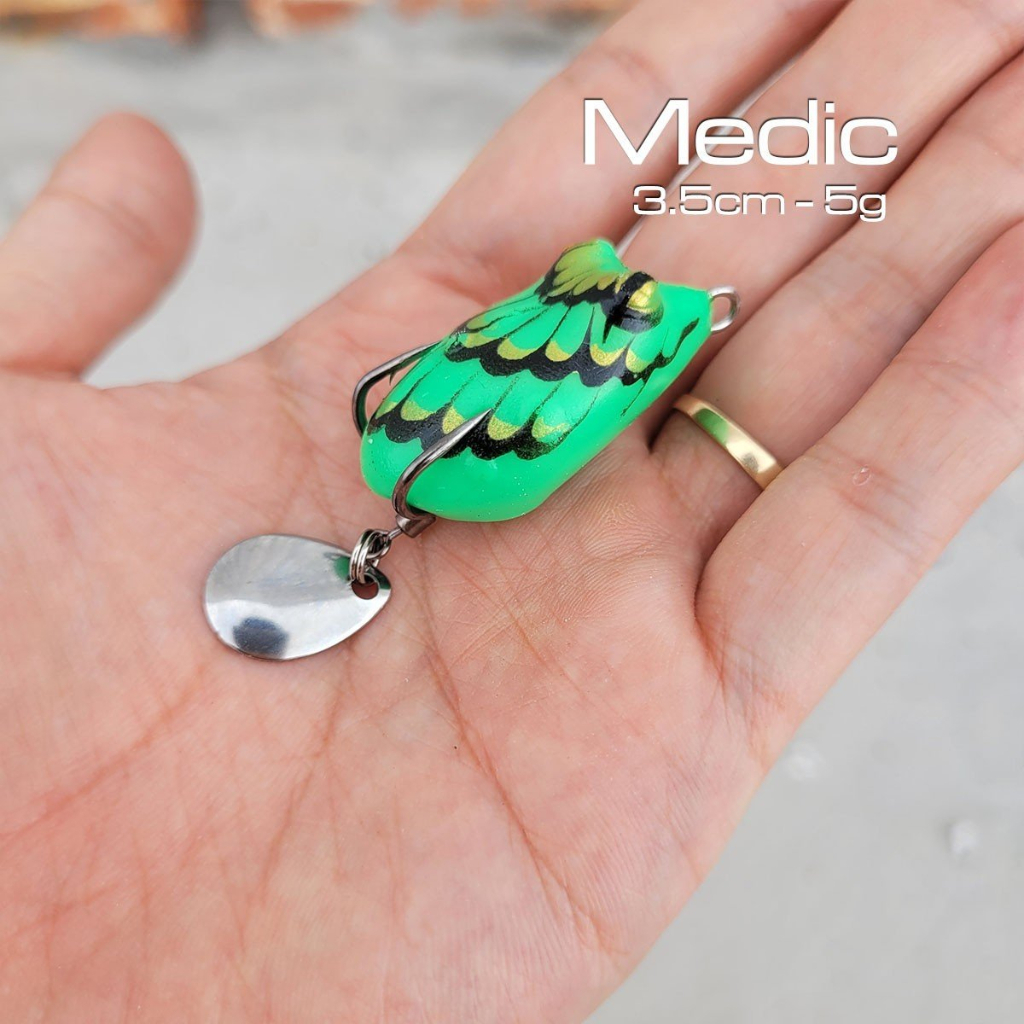 Mồi câu lure nhái hơi Medic có thìa tạo sóng câu cá nhạy bén 3,5cm 5g M32 docaualam