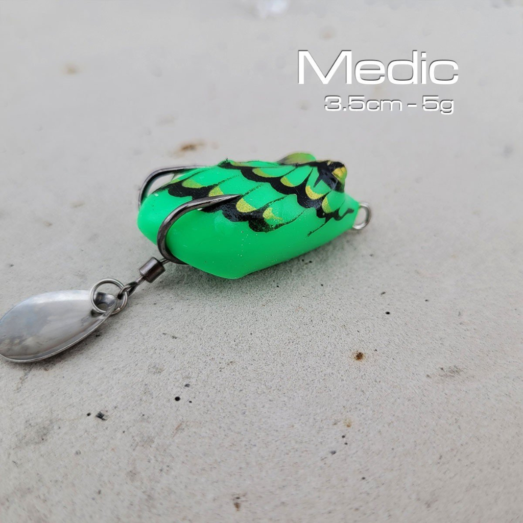 Mồi câu lure nhái hơi Medic có thìa tạo sóng câu cá nhạy bén 3,5cm 5g M32 docaualam