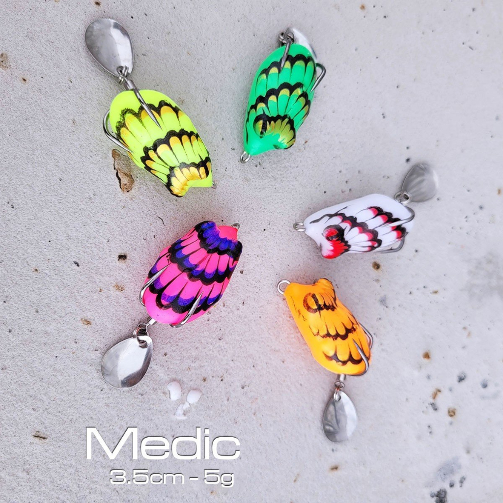 Mồi câu lure nhái hơi Medic có thìa tạo sóng câu cá nhạy bén 3,5cm 5g M32 docaualam