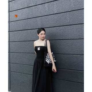 Đầm dáng dài ống cúp ngực chữ hiệu có mút ngực xoè dưới sang chảnh