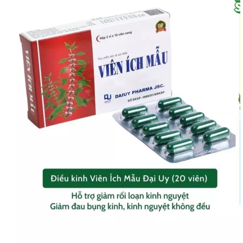 CAO ÍCH MẪU VIÊN Đại Uy điều kinh, bổ huyết, giảm đau bụng, lưu thông tuần hoàn (hộp 20 viên)