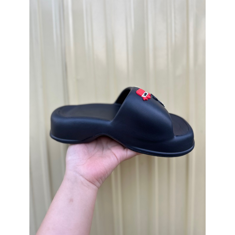 Dép bánh mì đế cong quai ngang cho nữ, dép siêu nhẹ gắn sticker cao 3cm kiểu dáng dép nhựa nữ trẻ trung dễ thương