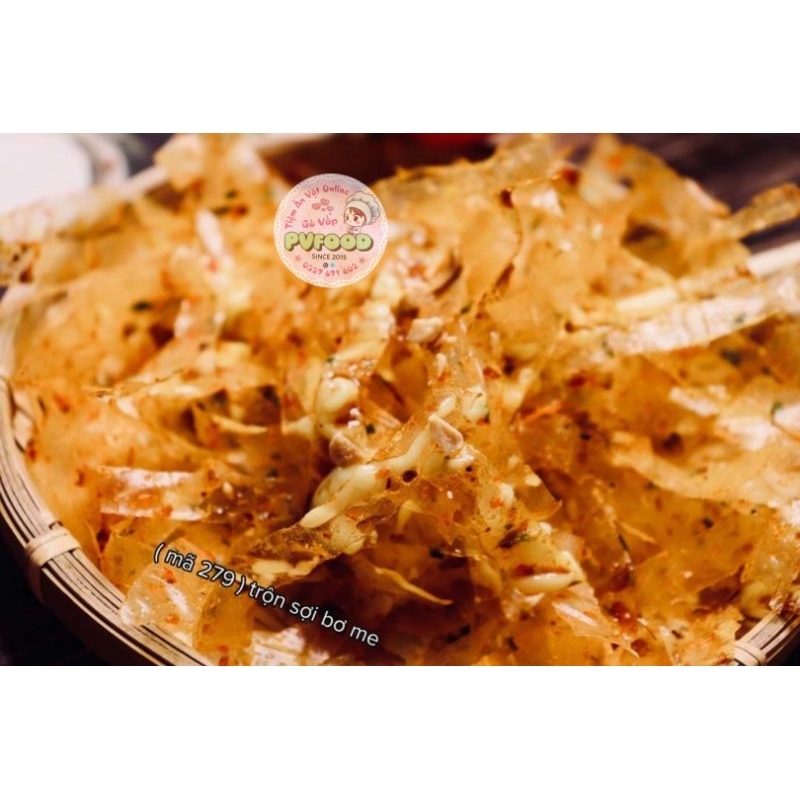 Bánh Tráng Trộn Sợi Bơ Me Kèm Đũa