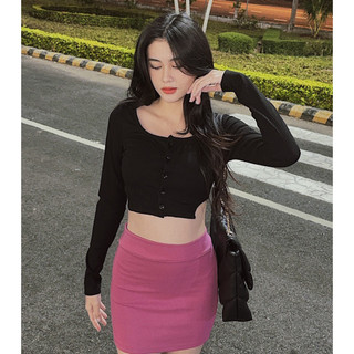 Áo khoét hông nút tay dài sang trọng ( NEW IN )