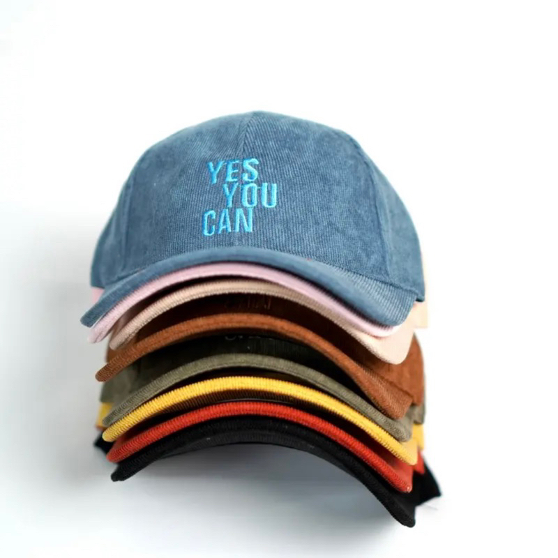 Mũ lưỡi trai chất nhung tăm cao cấp nón kết chữ Yes You Can mũ phớt nam nữ phong cách Unisex