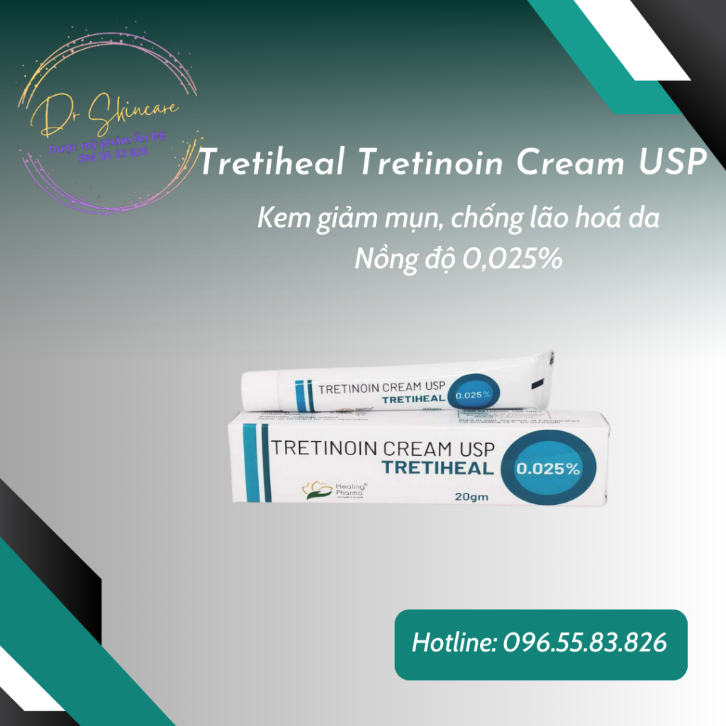 Tretinoin Tretiheal Cream 20g - Kem giảm mụn, chống lão hóa