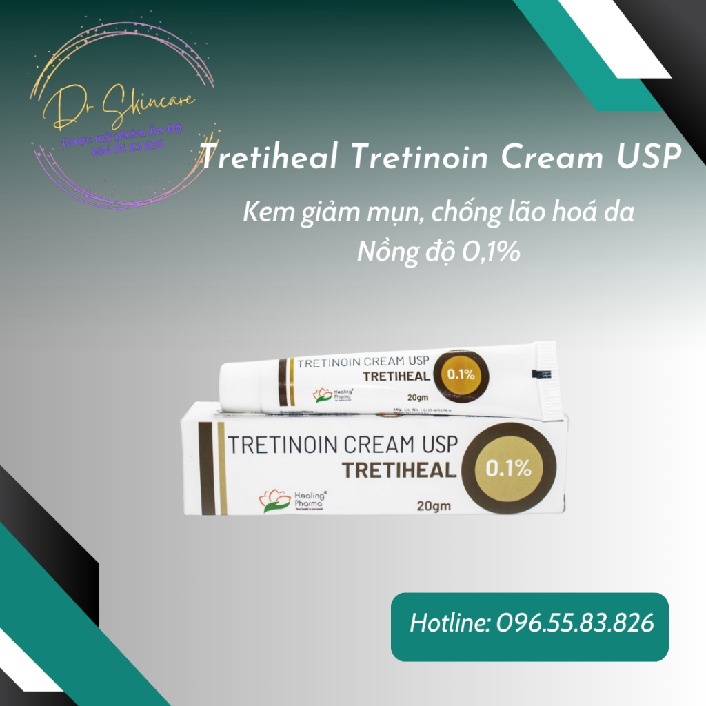 Tretinoin Tretiheal Cream 20g - Kem giảm mụn, chống lão hóa