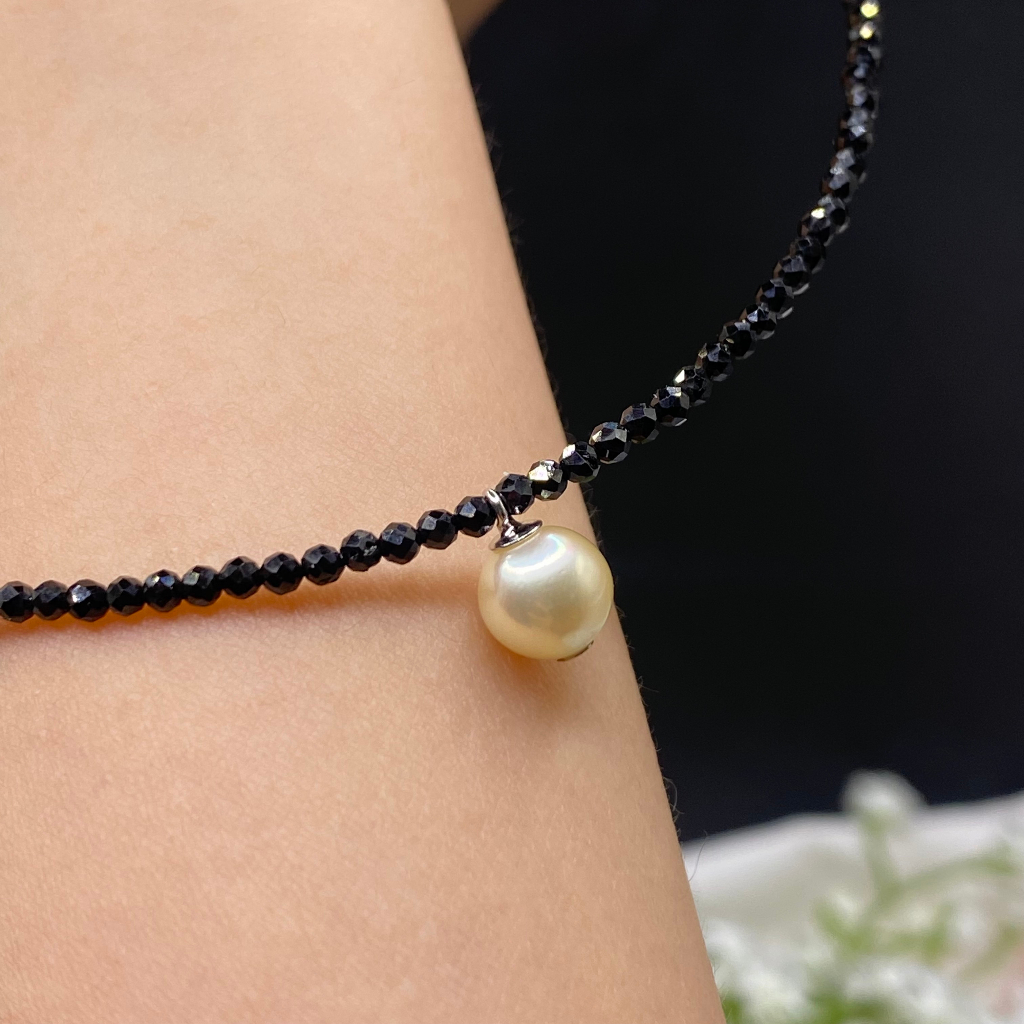 Vòng cổ spinel 2li cắt giác mặt trai akoya bóng đẹp TRANG SỨC ĐÁ XINH