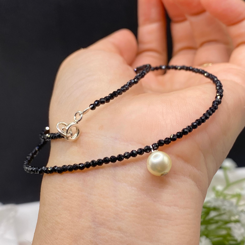 Vòng cổ spinel 2li cắt giác mặt trai akoya bóng đẹp TRANG SỨC ĐÁ XINH