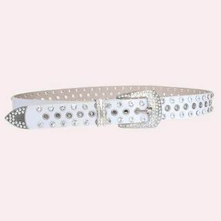 Thắt lưng đính đá rhinestone bling bling khoá bạc đục lỗ thời trang punk, y2k